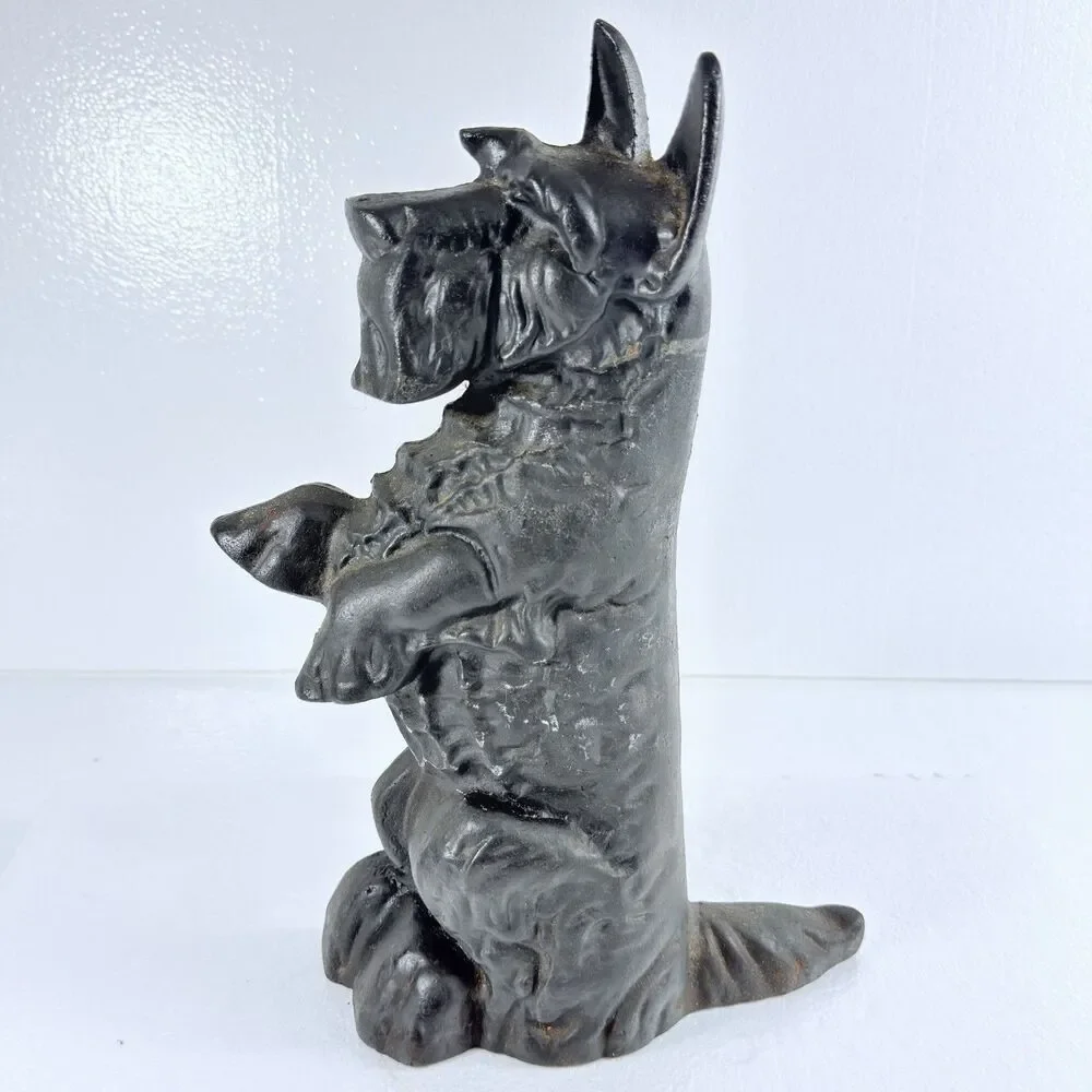 Vintage Cast Iron Scottie Dog Doorstop Begging Scottish Terrier Black 15